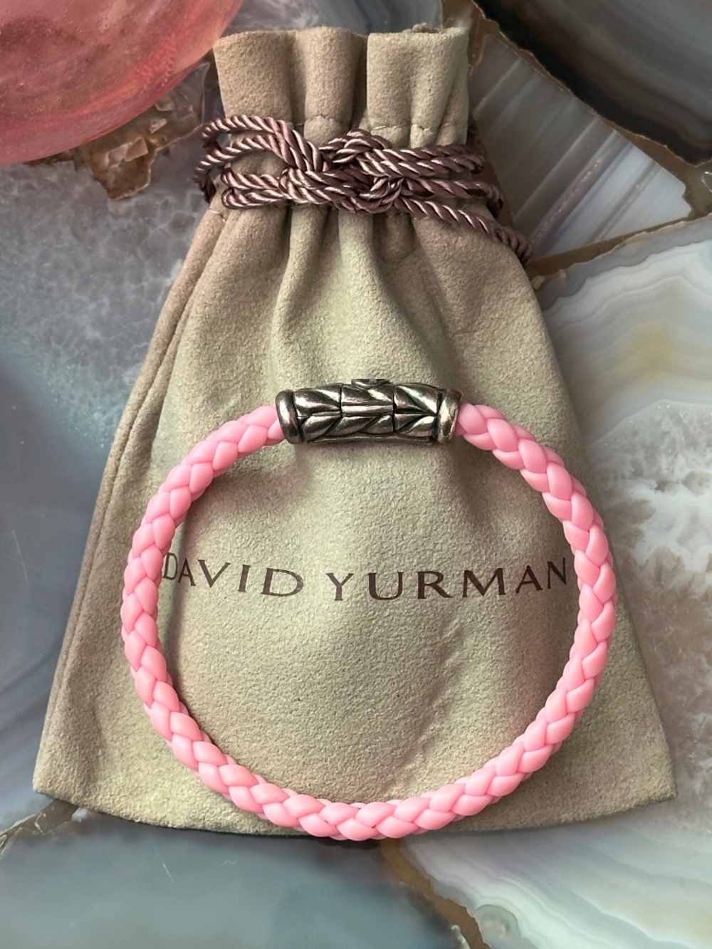 David Yurman Pink Rubber & Silver Bracelet